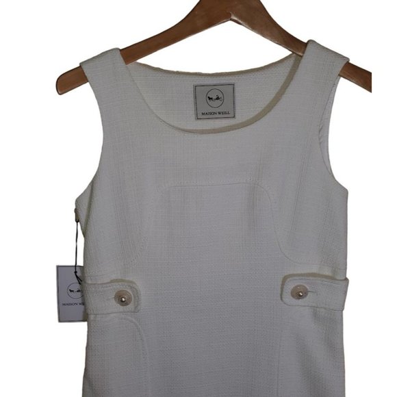 $590 NEW Maison Weill Retro Ivory Dress Knee Length EU36 Spring Semi Formal Prom - Picture 2 of 6